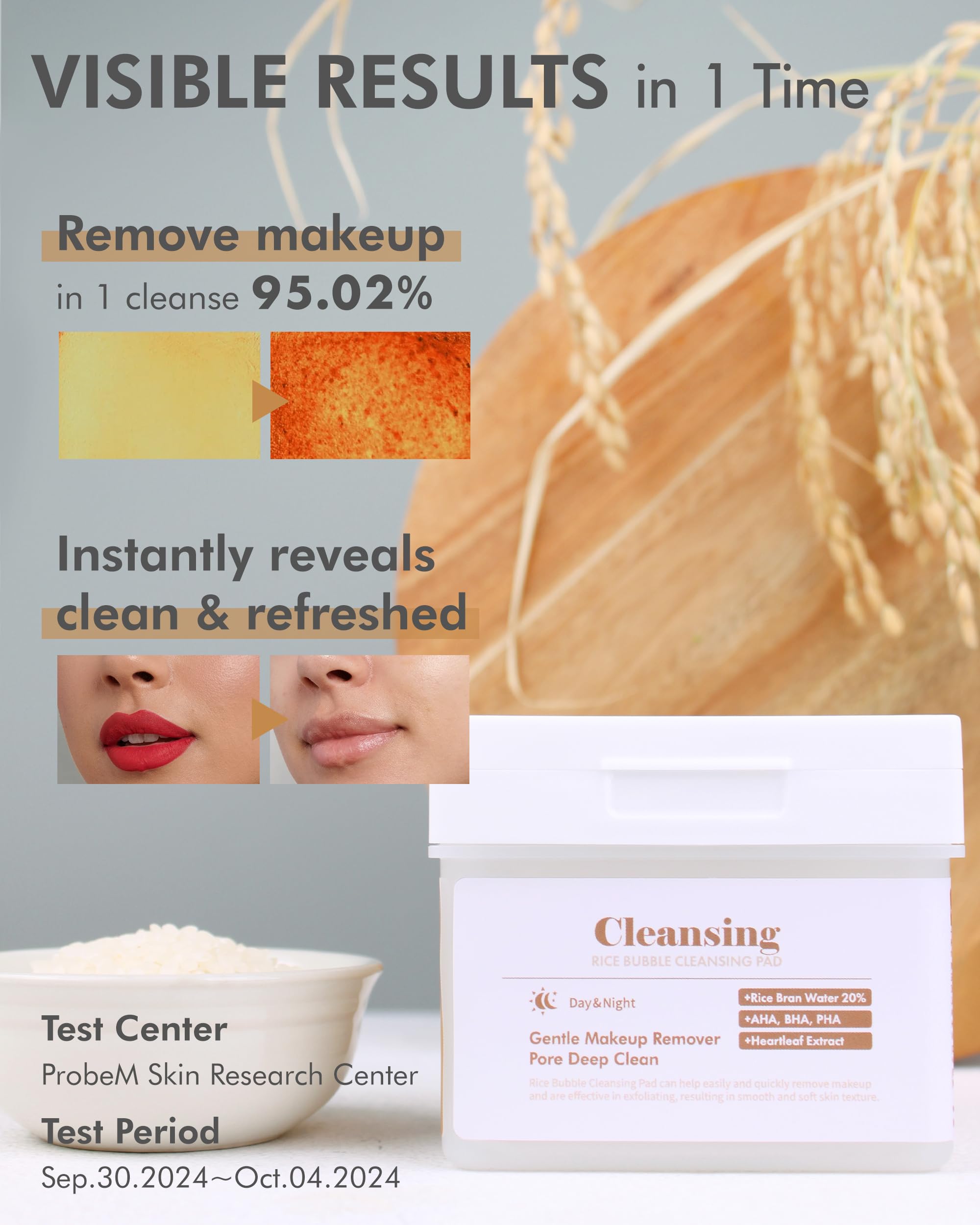 DERMAL Rice Bubble Cleansing Pad – Makeup Remover Bubble Pads - Exfoliating and Hydrating Cleansing Pad with Korean Rice Bran Water, AHA, BHA, PHA, Fresh Green Citrus Scent, 80pads