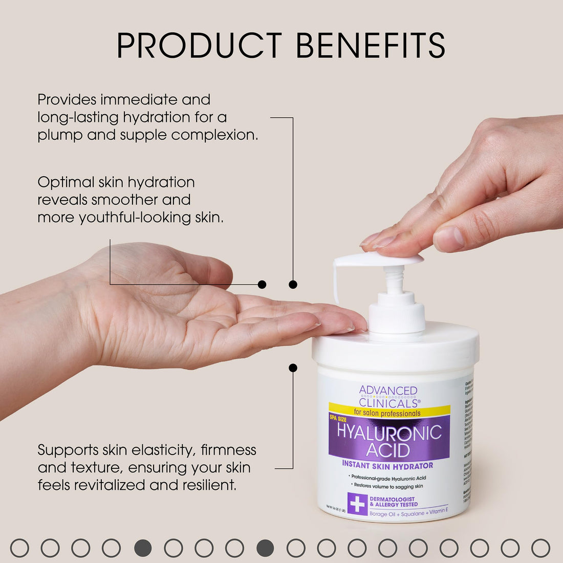 Advanced Clinicals Hyaluronic Acid Body Lotion & Face Moisturizer W/Shea Butter + Coconut Oil | Hydrating Dry Skin Firming Body Cream For Wrinkles, Stretch Marks, & Crepey Skin, W/Travel Size