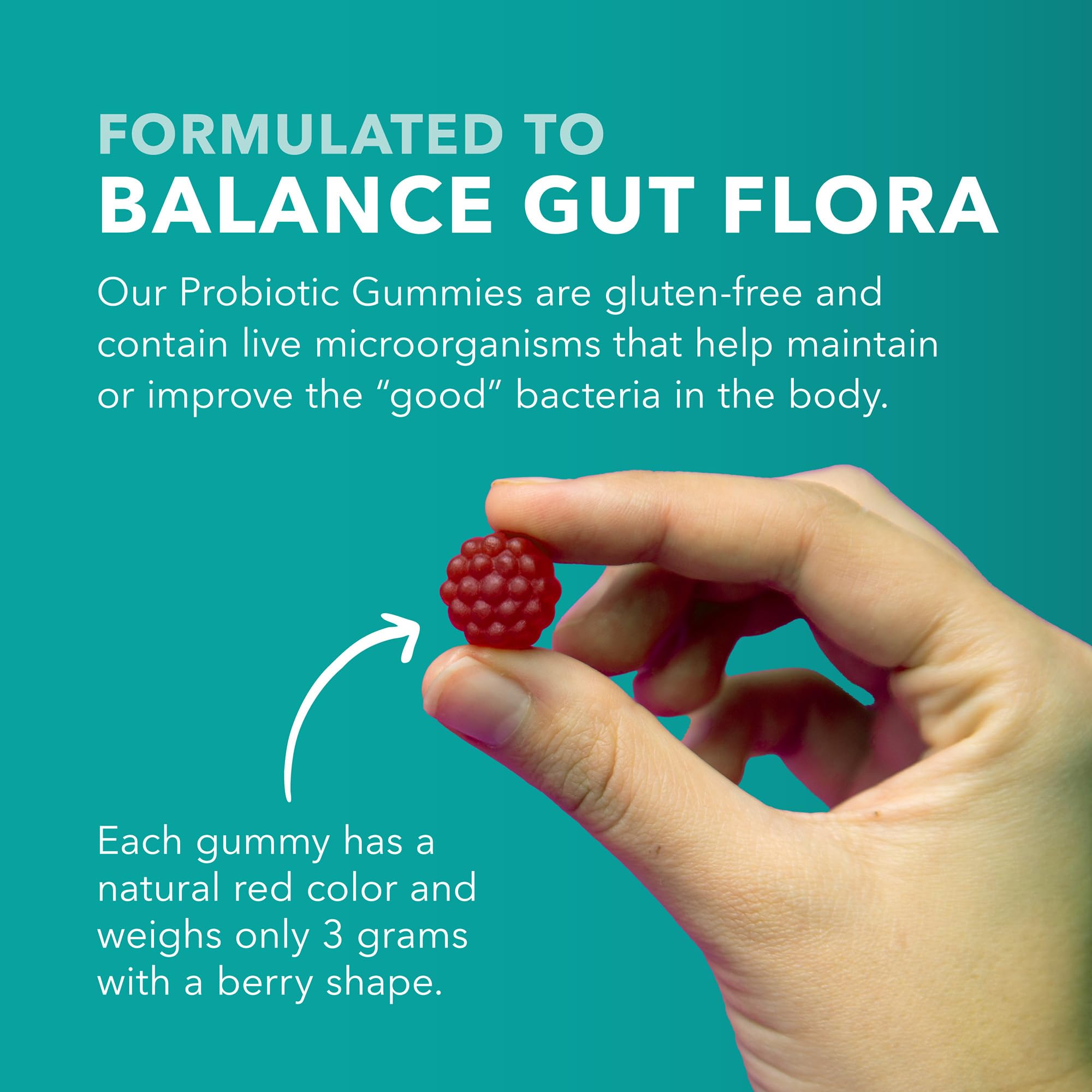 Probiotic Gummies for Digestive Support and Gut Health - 1 Billion CFU Bacillus Coagulans - 60 Count - Shelf Stable, Non-GMO, Gluten-Free, and Vegetarian - 2 Month Supply, Mixed Berry Flavor