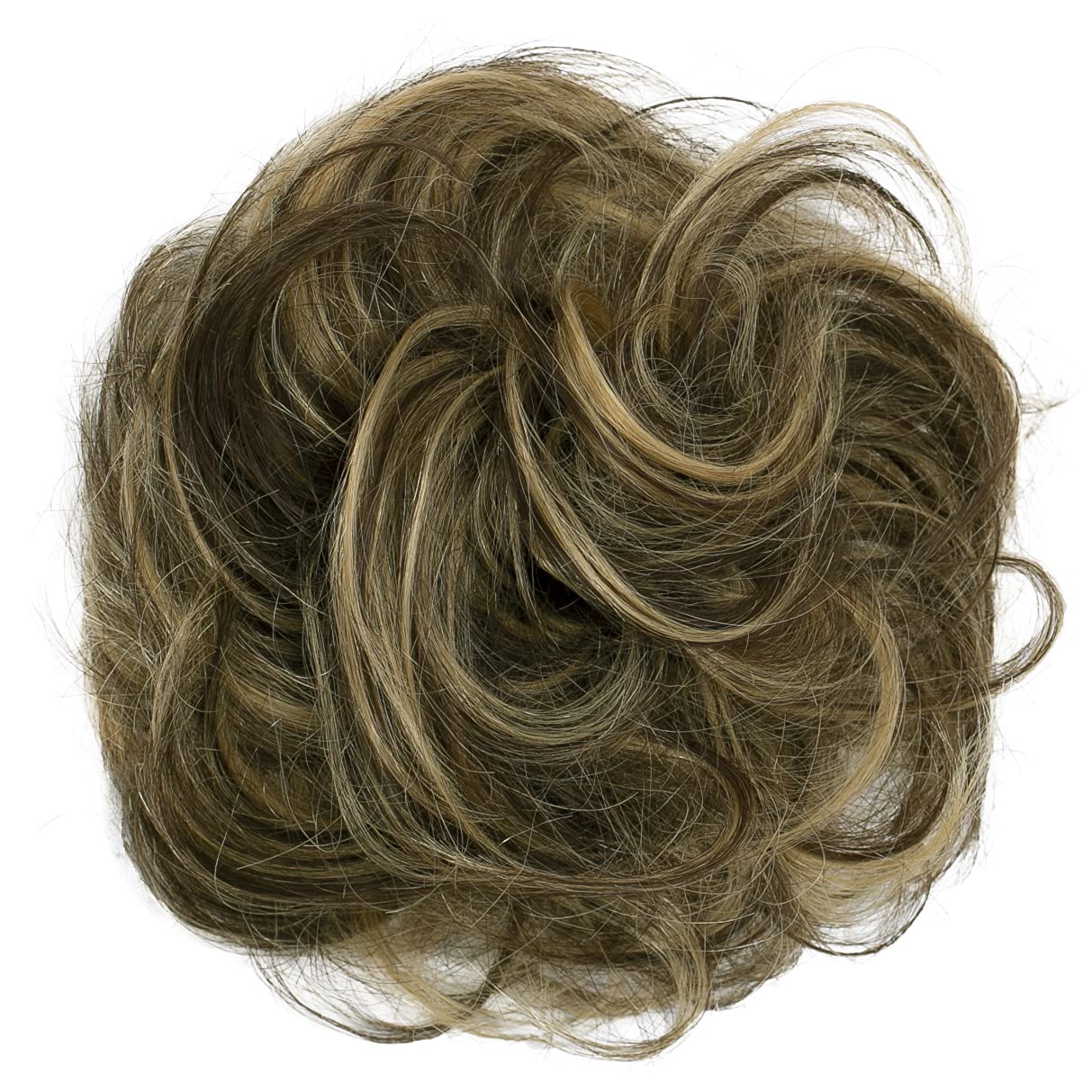 brown mix 4H27 H312 : PRETTYSHOP 100% Human Hair Scrunchy Scrunchie Bun Up Do Hair Piece Hair Ribbon Ponytail Extensions Wavy Curly Messy Div. colours (brown mix 4H27 H312)