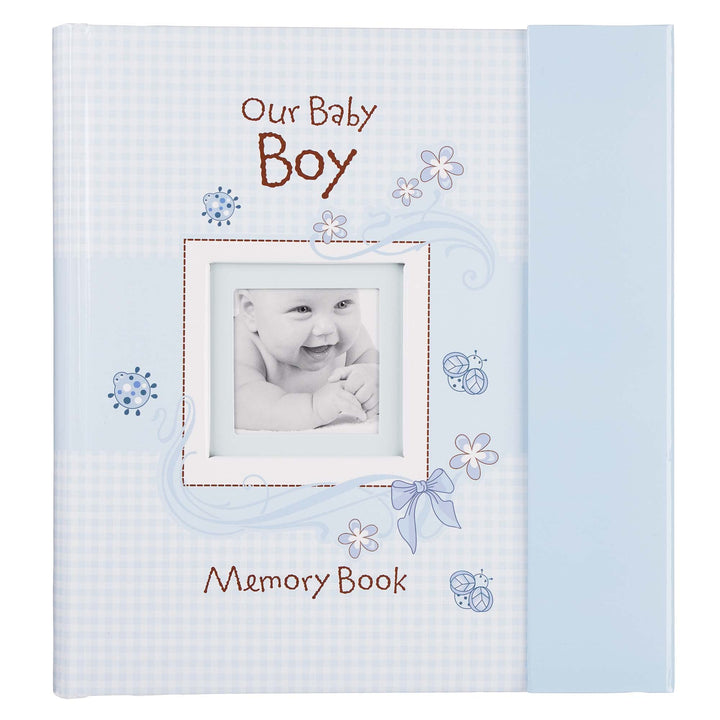 Christian Art Gifts Boy Baby Book of Memories Blue Keepsake Photo Album | Our Baby Boy Memory Book Baby Book with Bible Verses, The First Year