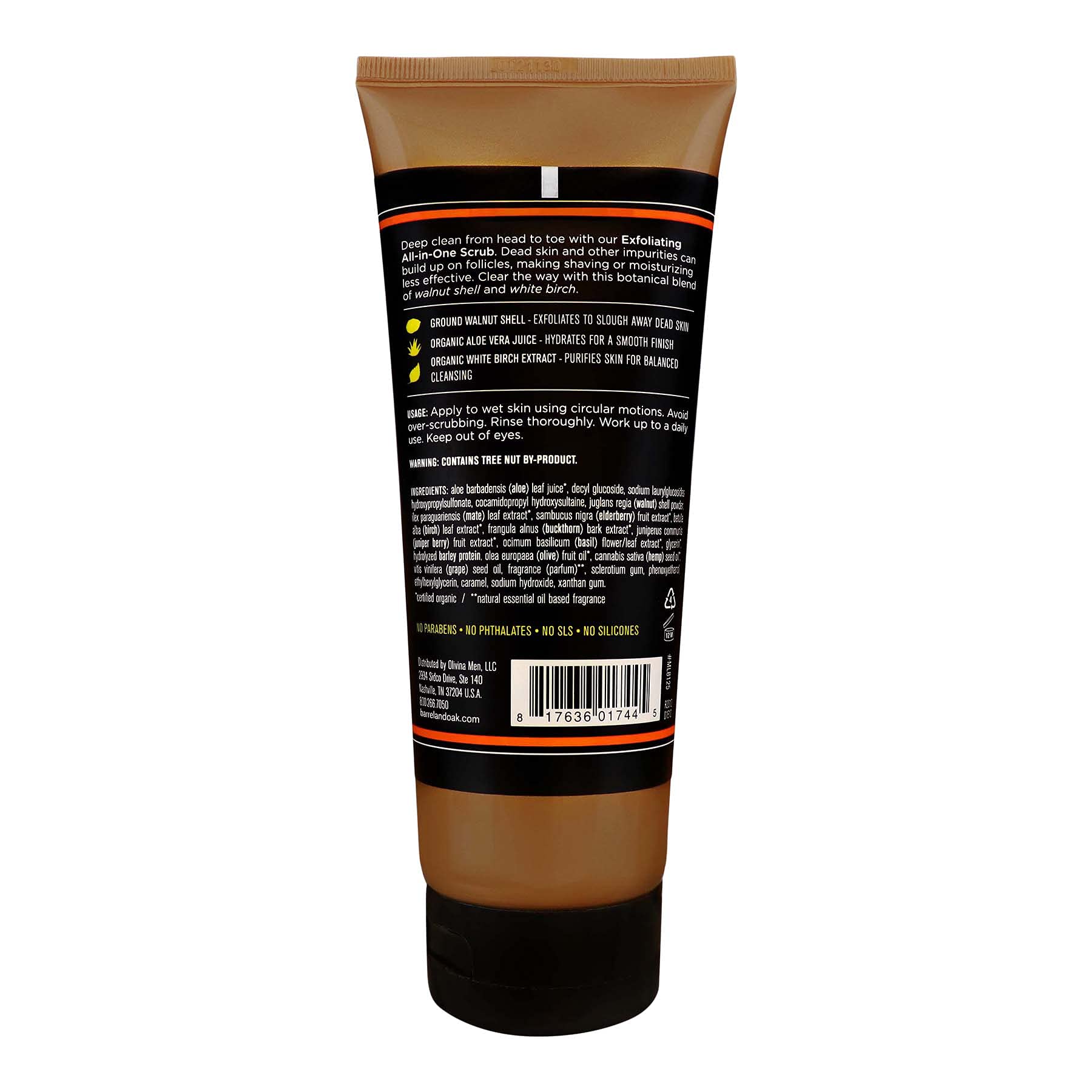 Olivina Men Exfoliating All-in-One Scrub, Bourbon Cedar, 6.5 fl. oz.