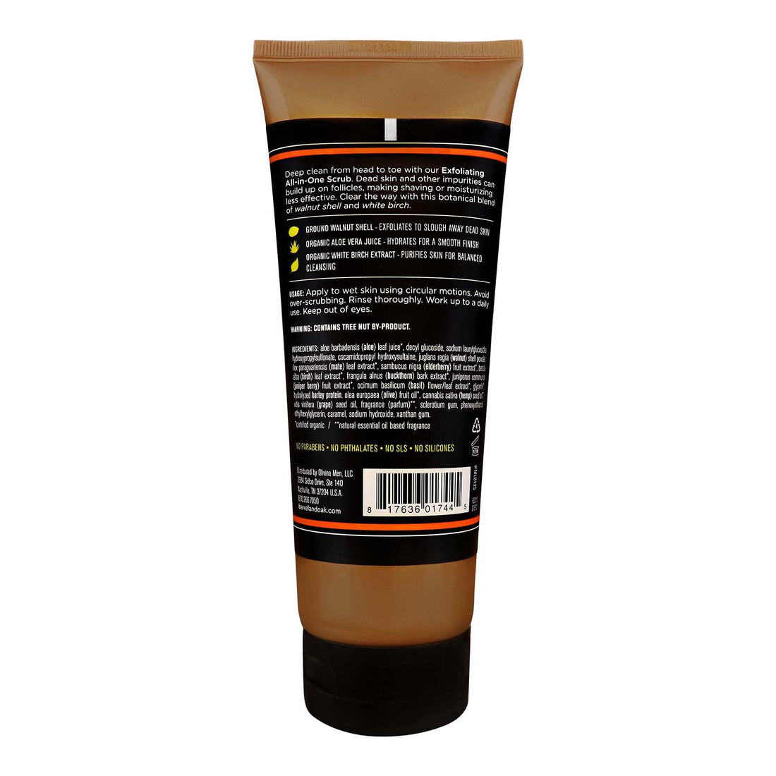 Olivina Men Exfoliating All-in-One Scrub, Bourbon Cedar, 6.5 fl. oz.