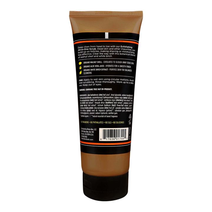 Olivina Men Exfoliating All-in-One Scrub, Bourbon Cedar, 6.5 fl. oz.
