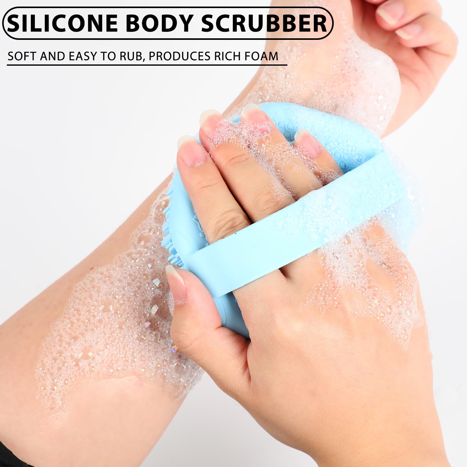 Silicone Body Scrubber, Exfoliating Body Scrubber for Sensitive Skin, Silicone Body Scrubber Shower Brush, Silicone Body Brush for Showering (Black, 1Pcs)