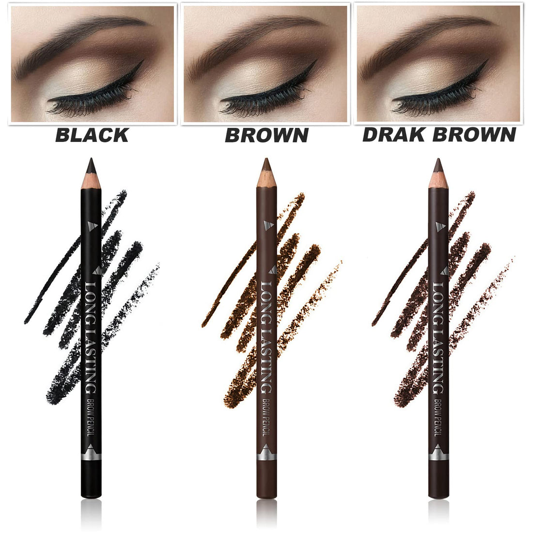 SUMEITANG 12 Pcs Dark Brown Eyebrow Pencil Eyeliner Makeup,Soft Textured,Easy to Color,Waterproof,Long Lasting Eyebrow Tint Pen for Fills in Sparse Areas and Gaps Create a Natural Eye Brow