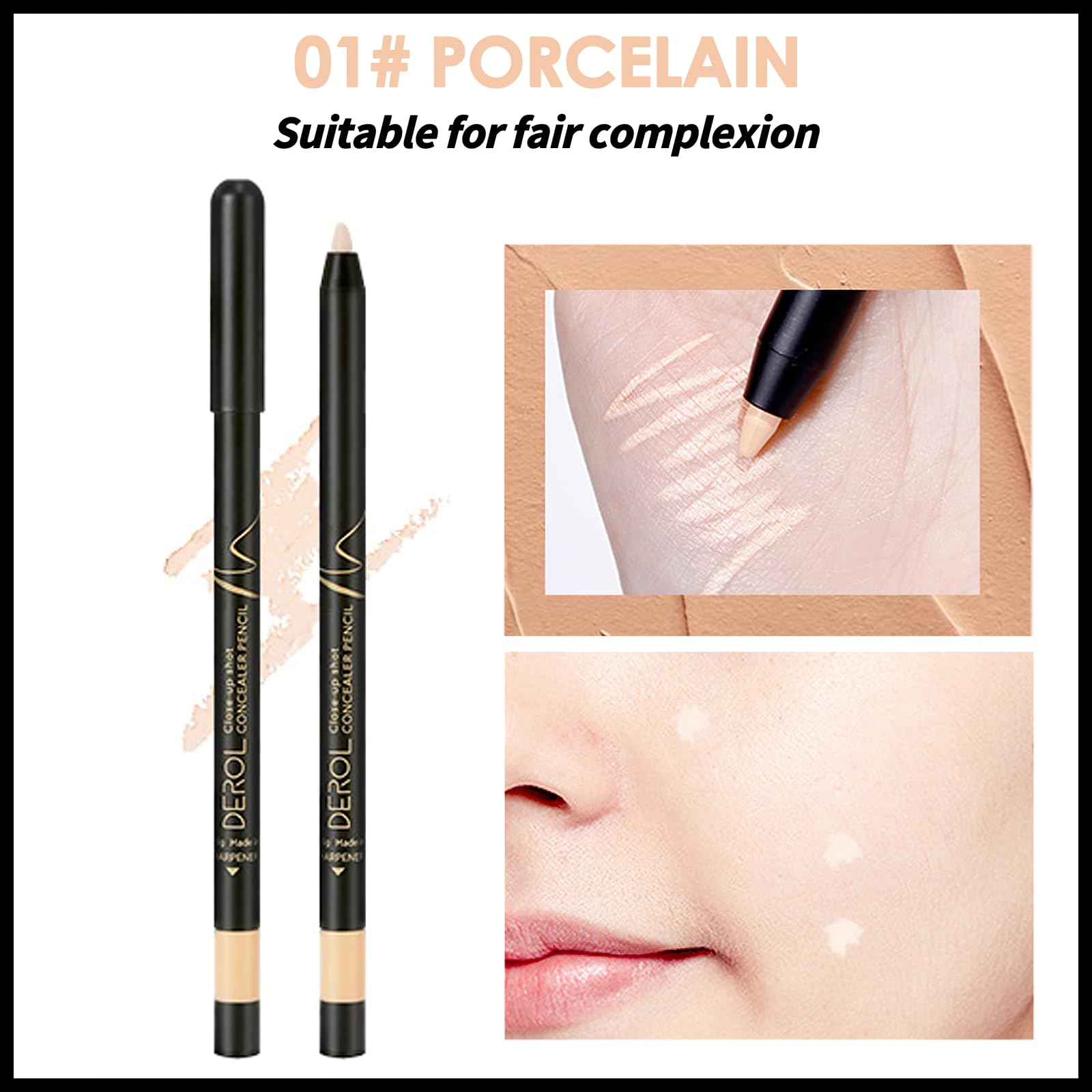 MIELIKKI Concealer Pencil, Multi-Use Highlighter & Concealer Stick, Waterproof Under Eye Concealer for Dark Circles, Blemishes, Aging Spots, Acne and Freckles, PORCELAIN