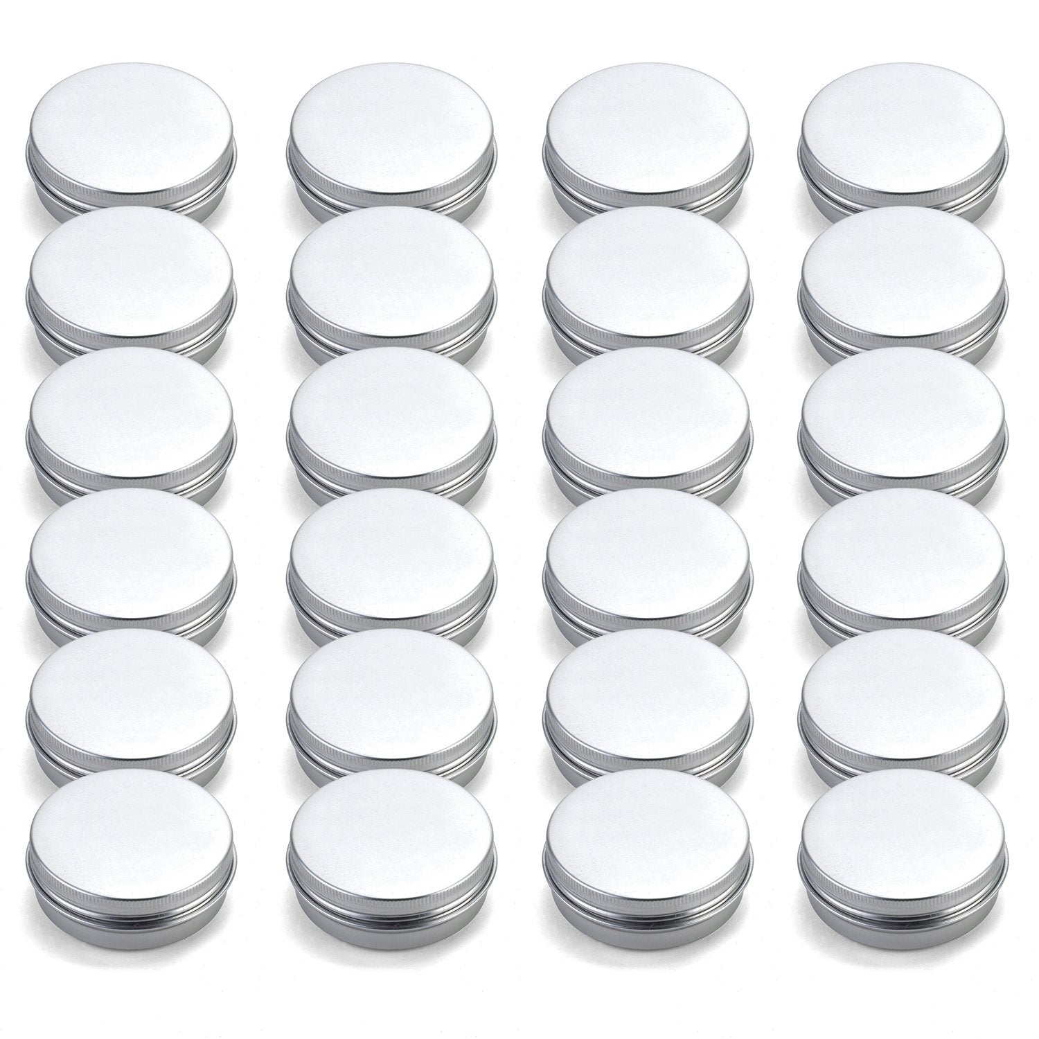 Tosnail 2 oz. Aluminum Round Lip Balm Tin Container Bottle with Screw Thread Lid - Great for Store Spices, Candies, Tea or Gift Giving, Pack of 24