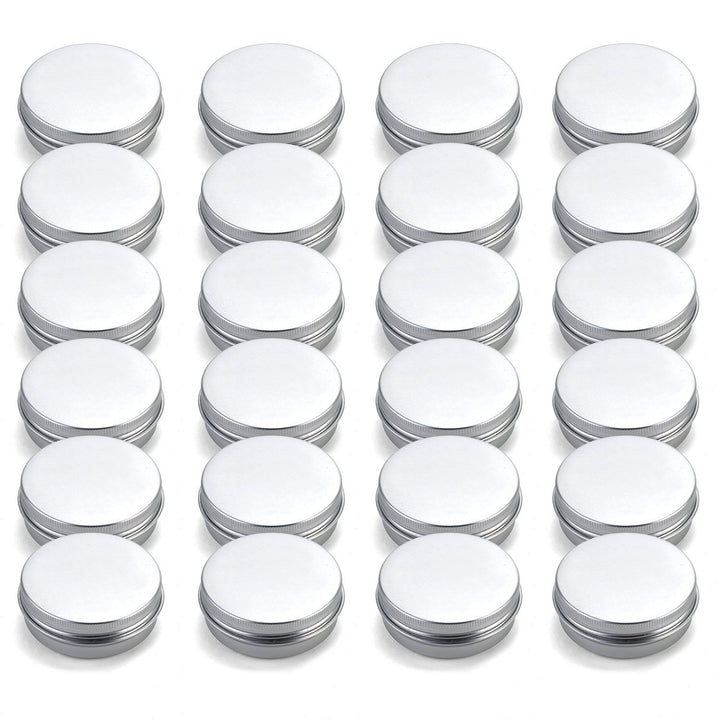Tosnail 2 oz. Aluminum Round Lip Balm Tin Container Bottle with Screw Thread Lid - Great for Store Spices, Candies, Tea or Gift Giving, Pack of 24