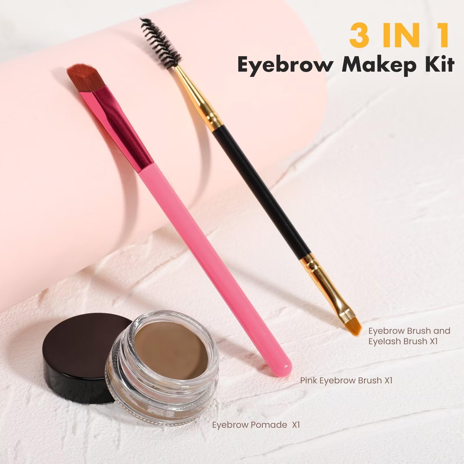 3 IN 1 Eyebrow Gel Kit With 2 Eyebrow Brushs,High Pigment,Waterproof,Long Wearing, Eyebrow Pomade For All Skin Tones, #08 auburn