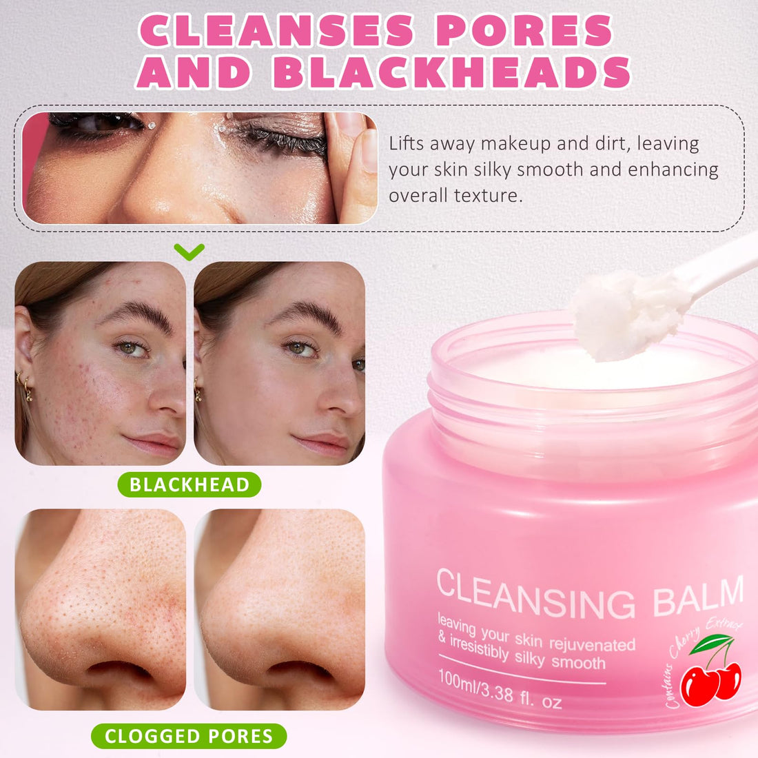 Cleansing Balm Makeup Remover, Facial Deep Clear Cleansing Balm for Makeup Removal, Hydrating & Nourising Face Cleanser, Korean Skincare, Christmas Holiday Gift for Women,100ml