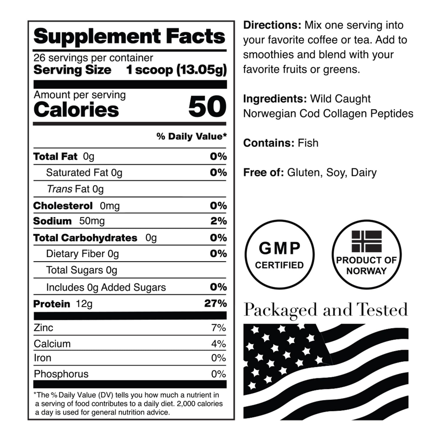 Norcal Marine Collagen - 12oz Marine Collagen Peptides Powder | High Protein, Zero Fat/Sugar/Carb | Skin, Hair, Nail & Joint Health | Low Metals, US GMP Certified