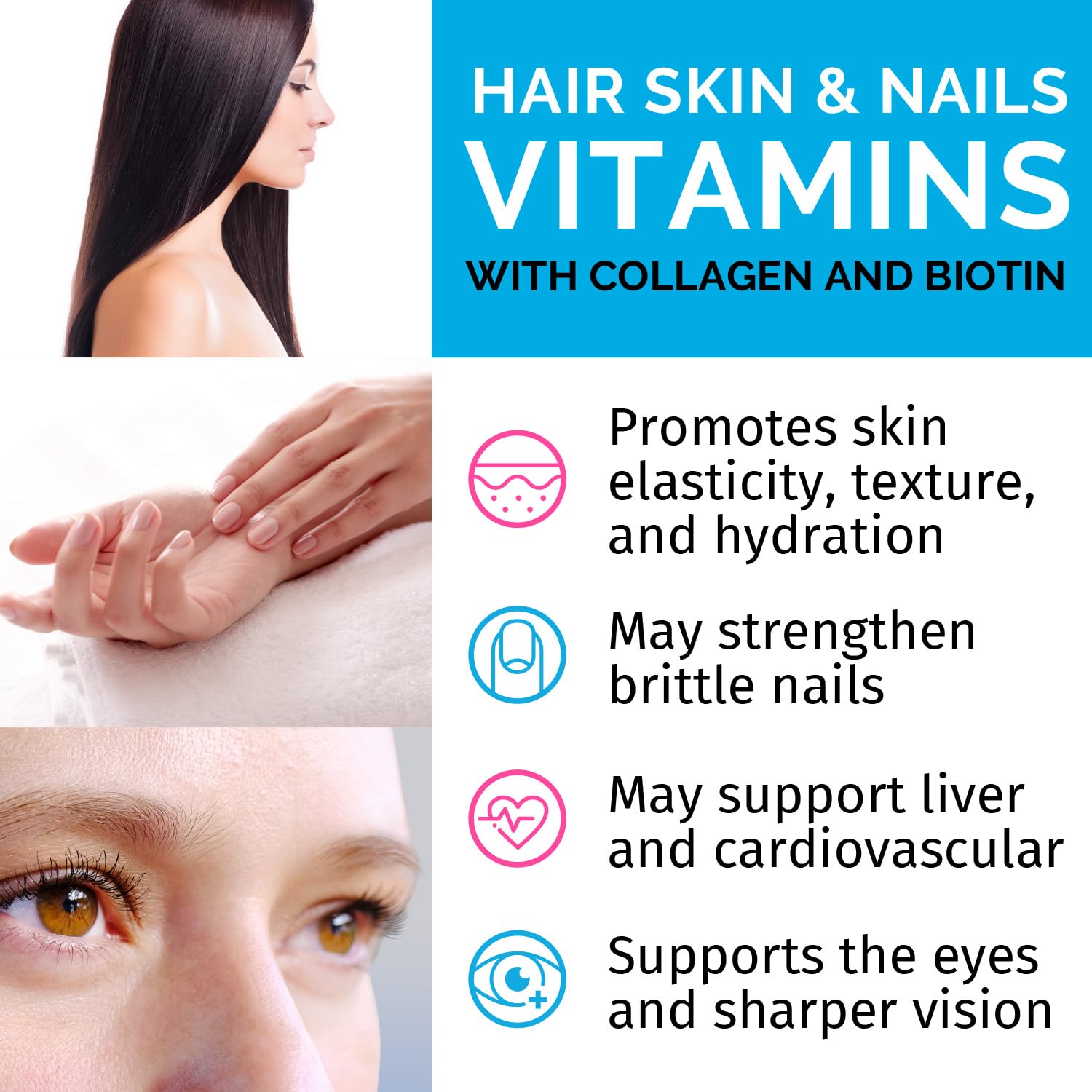 Liquid Collagen Peptides for Women - Serum Complex with Biotin Vitamin, Hydrolyzed Keratin Protein and Saw Palmetto - Comprehensive Formula for Hair, Skin, and Nails Wellness - 2fl oz (Pack of 2)