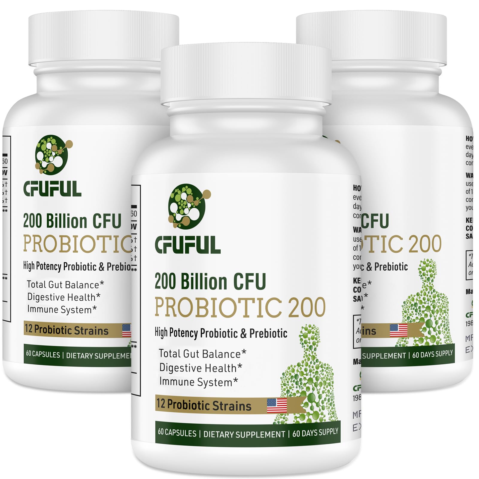 Probiotics for Women & Men - 200 Billion CFU 12 Strains Probiotics for Digestive Health Gut & Immune Health, Energy, with Organic prebiotics and probiotics Shelf Stable for Bloating 180 Capsules