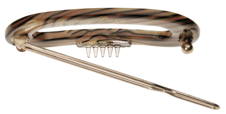 Onyx : France Luxe Mini Oval on Tige Boule Barrette - Onyx