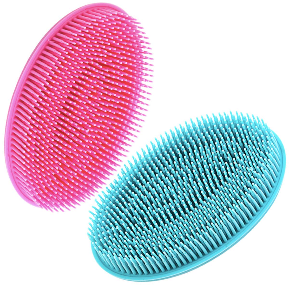 Montmart Silicone Round Scrubber Shower Back Exfoliating Sponge Blue Pink 2pcs