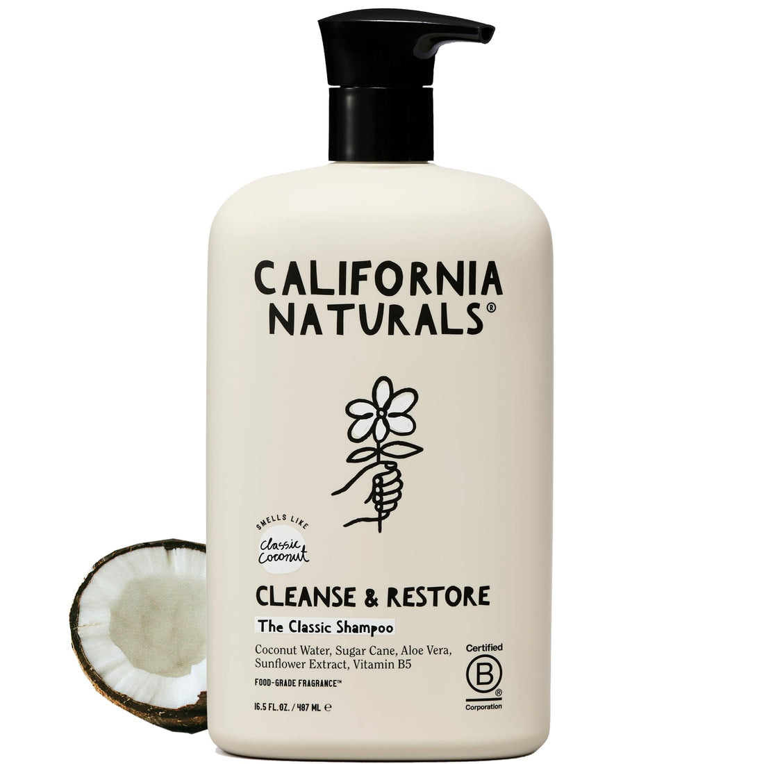 California Naturals Shampoo, Scalp and Hair Care for Women and Men, Coconut Cleansing Complex, Natural, Vegan, Cruelty, Silicone, Paraben, and Sulfate Free Shampoo, All Hair Types, 16.5 fl oz