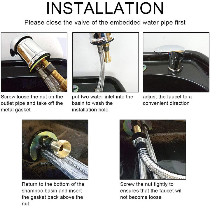 Shampoo Bed 70cm Faucet, 120cm Hose Shampoo Bed Shower Head Shampoo Valve Hair Salon Accessories