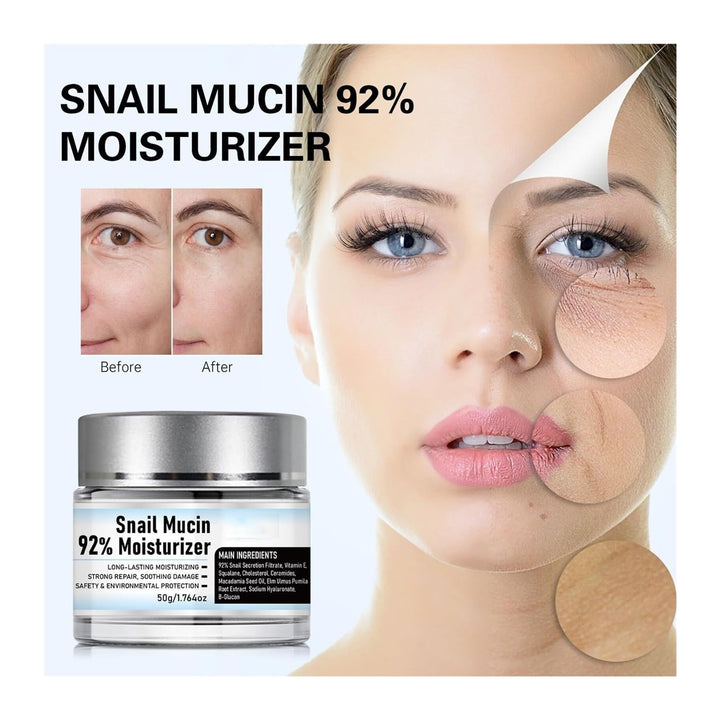 Lmuwecno Snail Mucin Moisturizer Crema De Baba De Caracol Original Snail Mucin 92% Moisturizer Snail Mucin Cream Baba De Caracol Original(1pc)