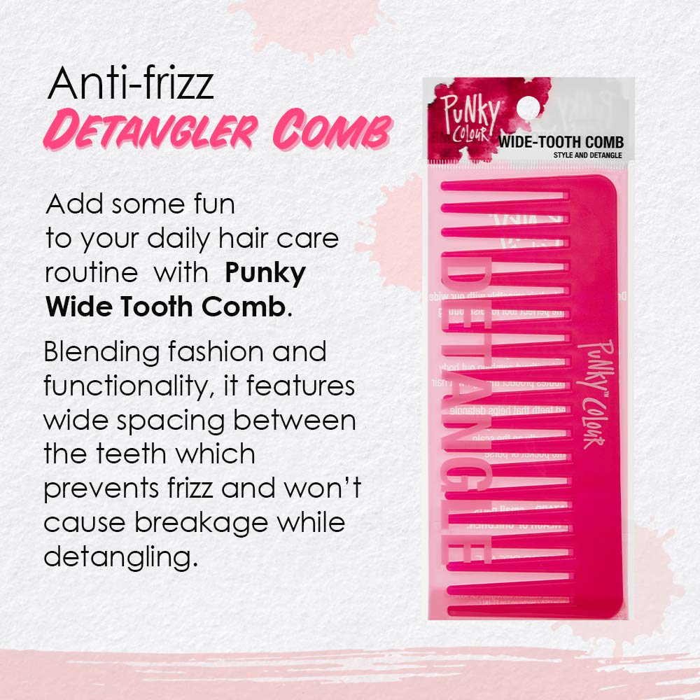 Punky Wide Tooth Comb for Women - Pink, Detangler Comb, No Handle Hair Detangling Combs for Wet, Dry & Curly Hairs