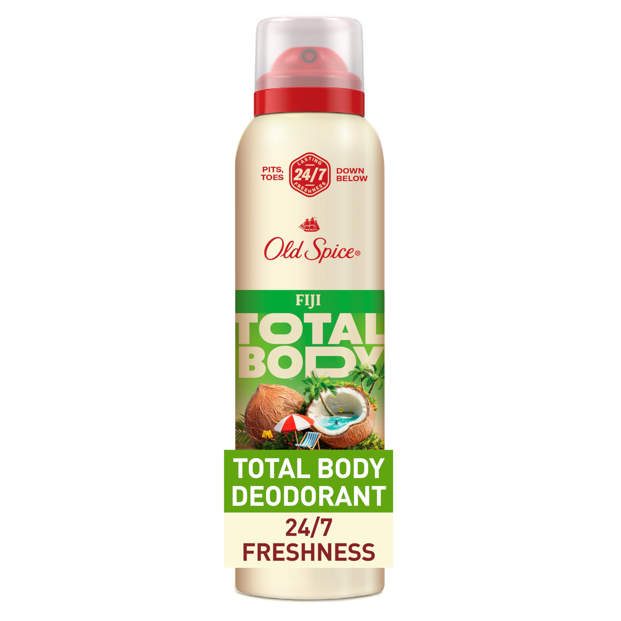 Old Spice Whole Body Deodorant for Men, Total Body Deodorant, Fiji Scent, Aluminum Free Deodorant Spray for 24/7 Freshness // Dermatologist Tested Whole Body Deodorant, 3.5 oz