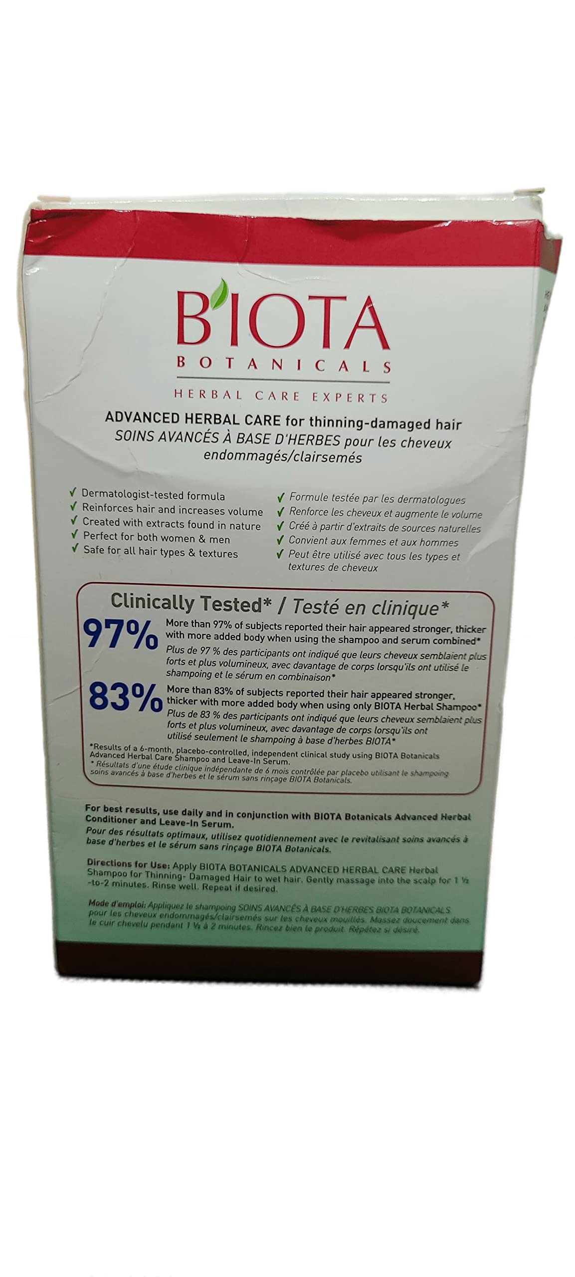 B'IOTA Botanicals Herbal Care Experts Daily Care Shampoo For Normal/Dry Thinning Hair, 10.1 OZ