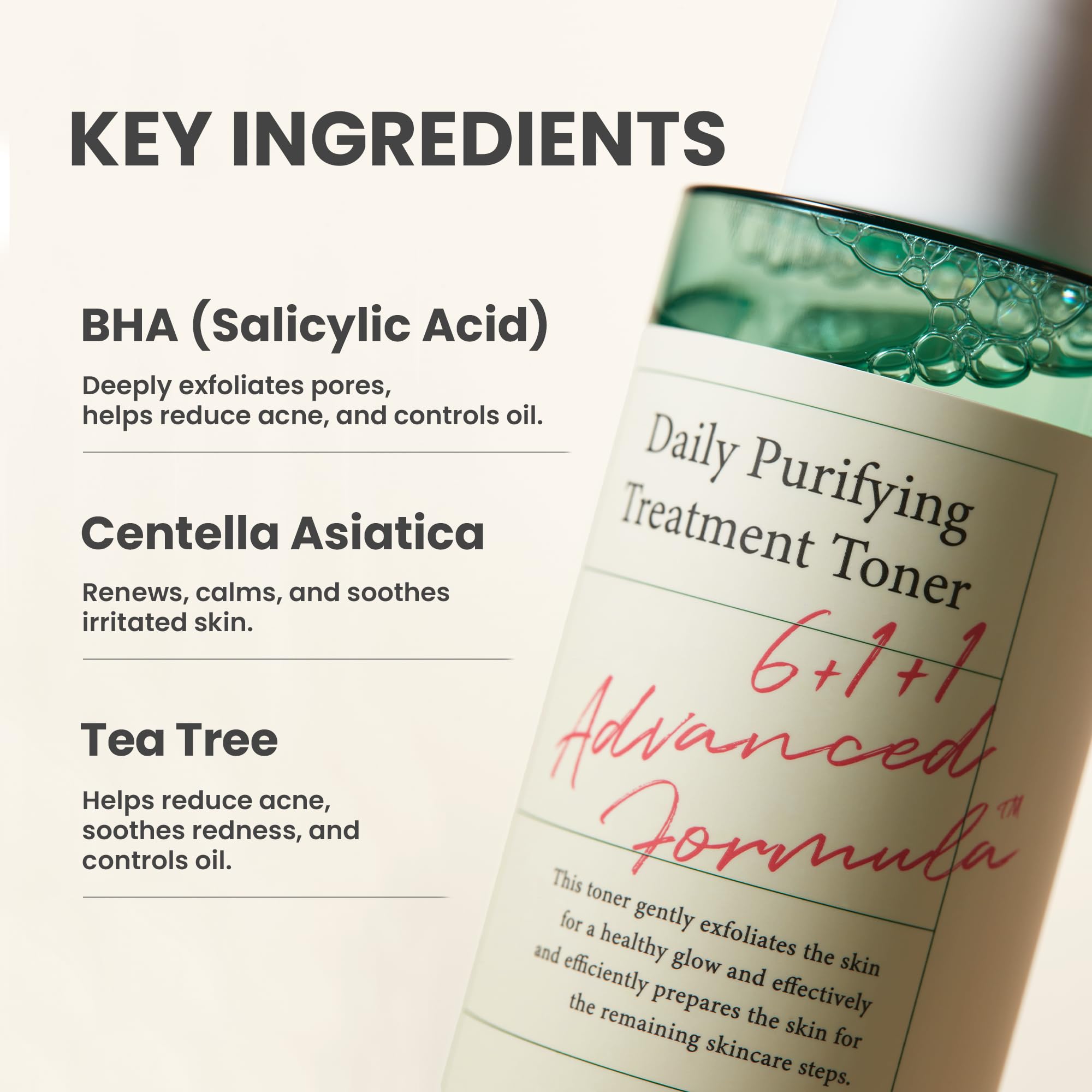 AXIS-Y Daily Purifying Treatment Toner with Salicylic Acid & Centella Asiatica - Pore Minimizer, Oil Control & Blemish Treatment Face Exfoliator - Vegan Korean Skin Care BHA Toner - 6.76 fl. oz.