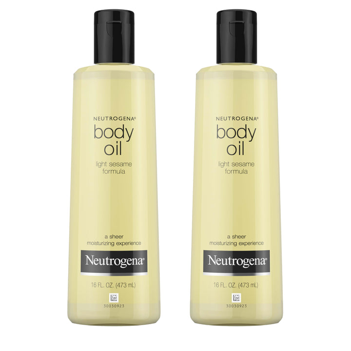 Neutrogena Body Oil Light Sesame Formula, Dry Skin Moisturizer & Hydrating Body Massage Oil for Radiant & Healthy Looking Glow, Nourishing Oil for Sheer Moisture, 16 fl. oz, 2 Pack