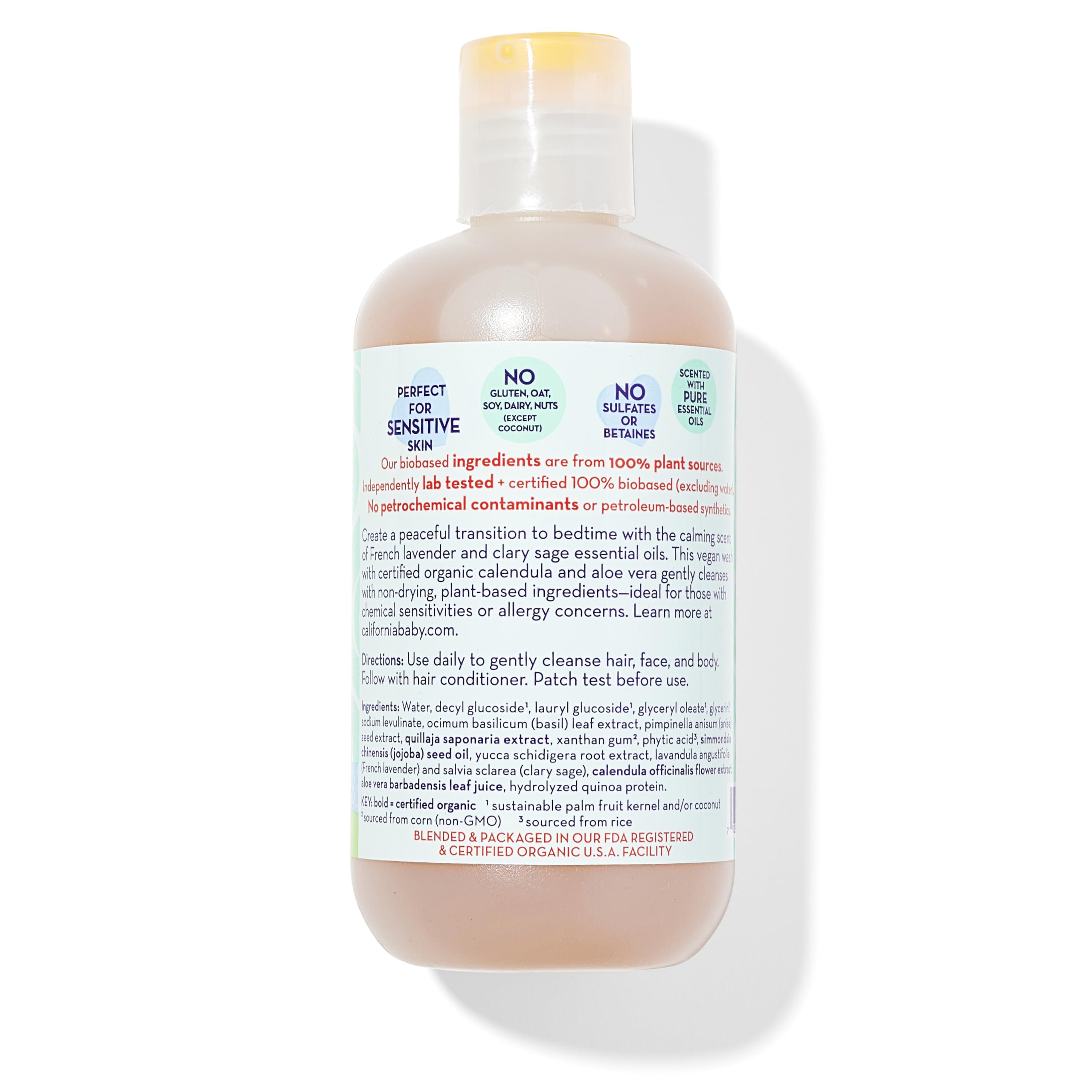 California Baby Calming Baby Shampoo + Baby Wash | 100% Plant-Based | Lavender Body Wash For Sensitive Skin | Hypoallergenic | 251 mL / 8.5 oz.
