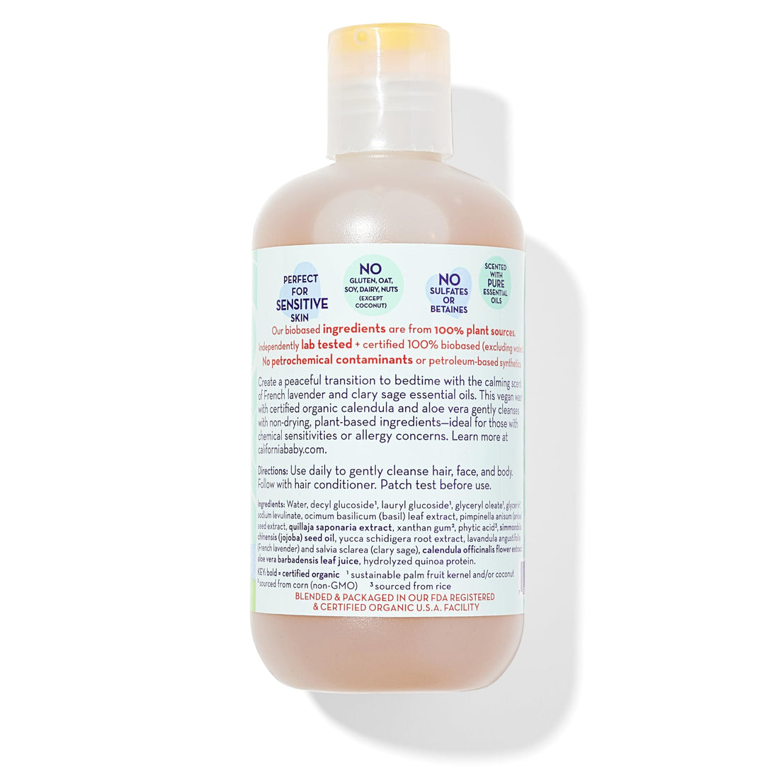 California Baby Calming Baby Shampoo + Baby Wash | 100% Plant-Based | Lavender Body Wash For Sensitive Skin | Hypoallergenic | 251 mL / 8.5 oz.