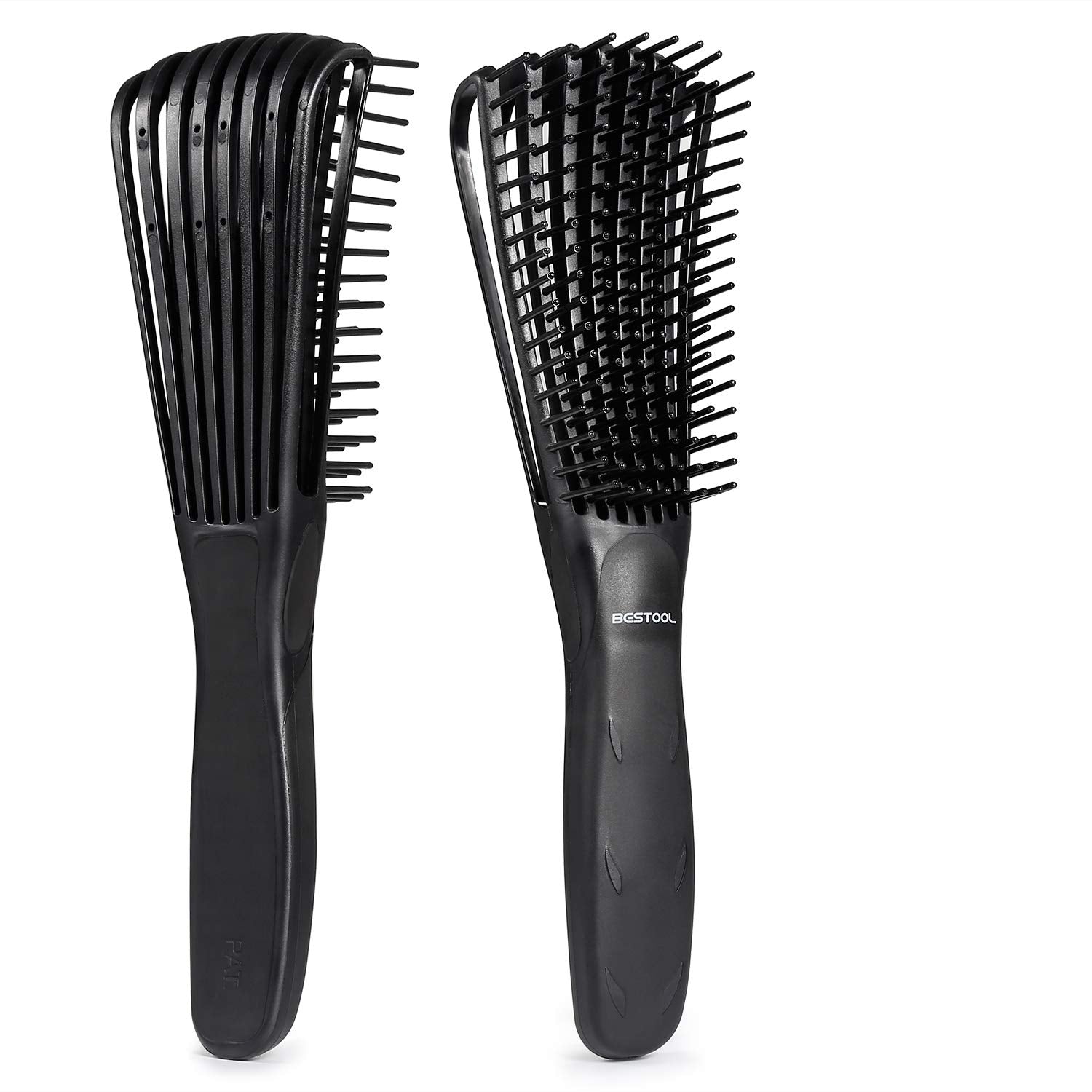 BESTOOL Detangling Brush, Detangler Brush for Natural Black/ Curly Hair Afro 3/4abc Texture, Faster n Easier Detangle Wet or Dry Hair with No Pain (Black)