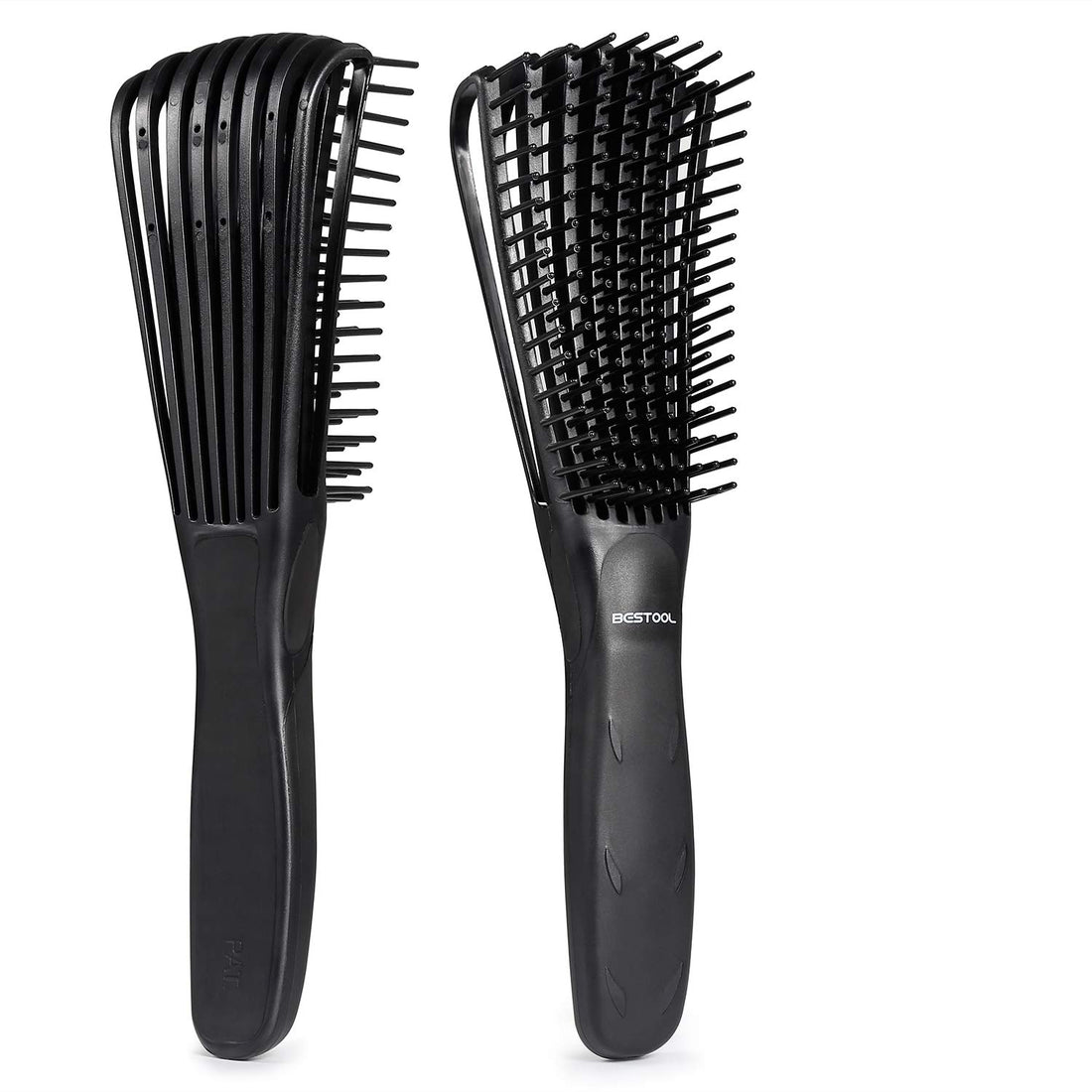 BESTOOL Detangling Brush, Detangler Brush for Natural Black/ Curly Hair Afro 3/4abc Texture, Faster n Easier Detangle Wet or Dry Hair with No Pain (Black)