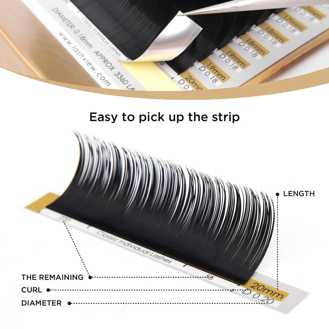 LASHVIEW Classic Lash Extensions, C Curl 8-15mm Mixed 0.15 Classic Lashes, Classic Individual Lash Extensions, Professional Lash Trays for Lash Extensions