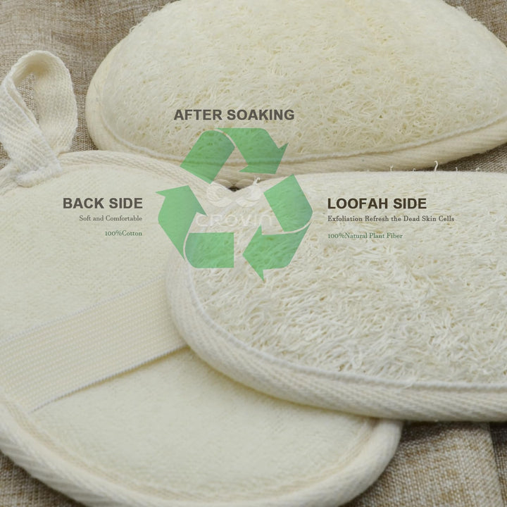 CROVIN Natural Loofah Exfoliating Body Scrubber, Made with Natural Shower Loofah Sponge for Men and Women’s SPA (Pack of 4)