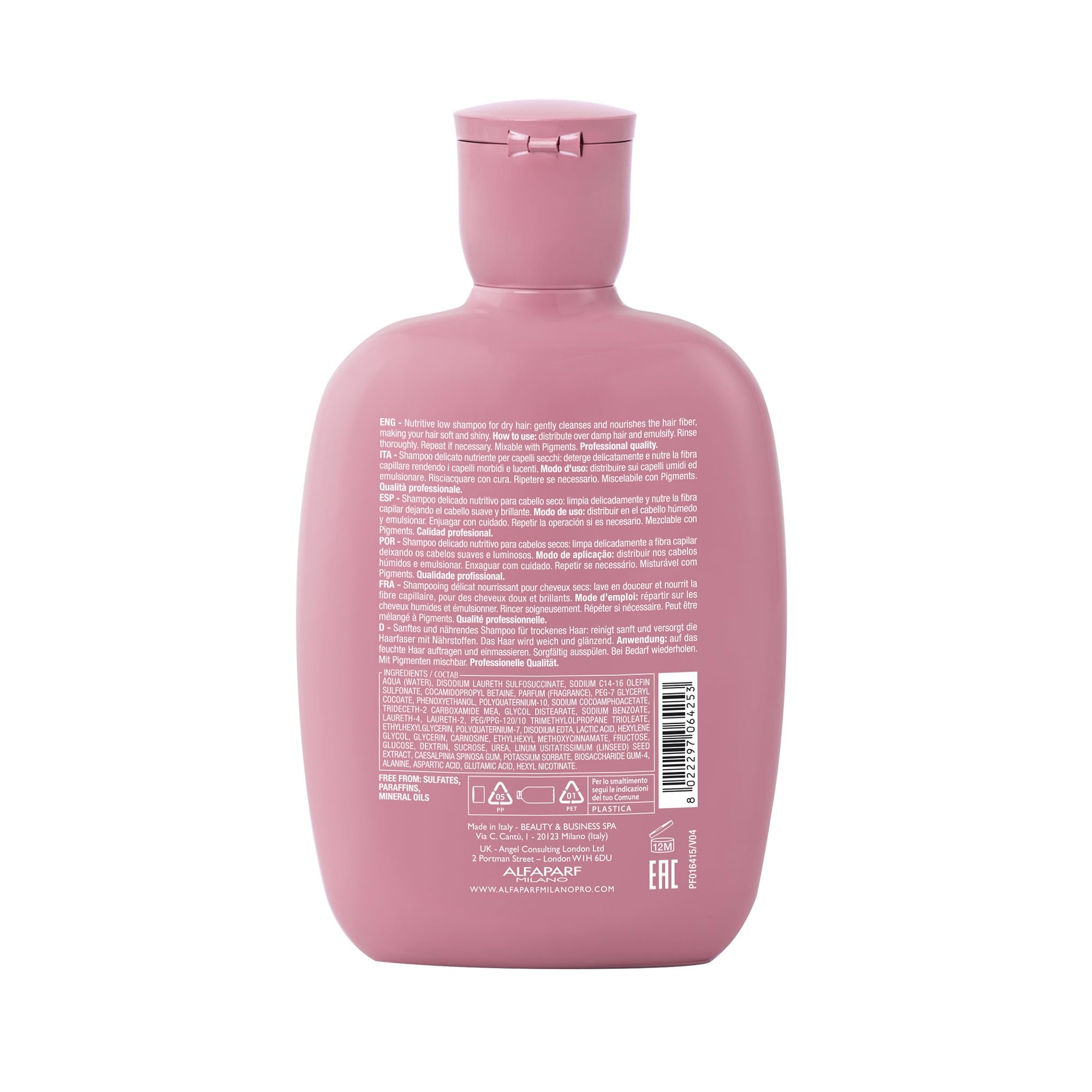 Alfaparf Milano Semi di Lino Moisture Nutritive Shampoo and Conditioner Set for Dry Hair - Sulfate Free Moisturizing Shampoo and Conditioner - Safe on Color Treated Hair - Adds Shine and Softness