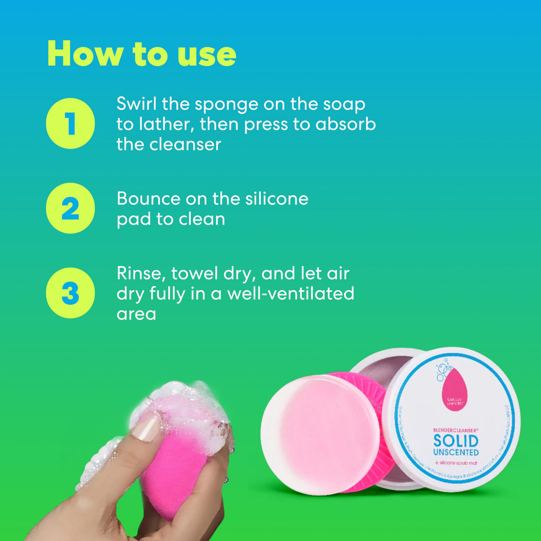 beautyblender Blendercleanser Tool Scrub Solid Cleanser – Unscented Makeup Sponge & Brush Cleansing Bar – Hand, Sponge, and Brush Cleanser, Removes Makeup & Buildup, Travel-Friendly, 1 oz