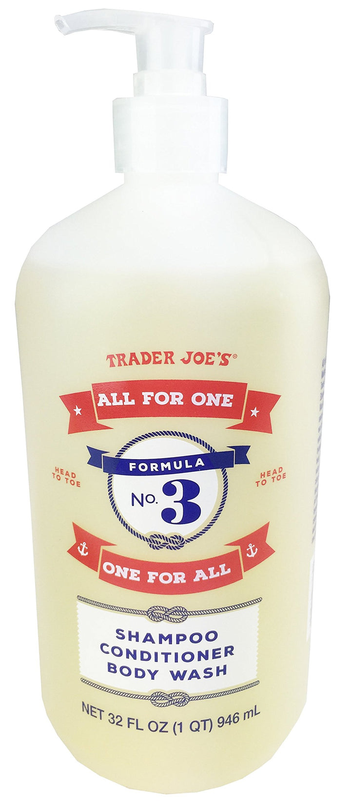 Trader Joe's Formula No.3 All for One, One for All Shampoo Conditioner & Body Wash 32 fl oz (1 bottle)