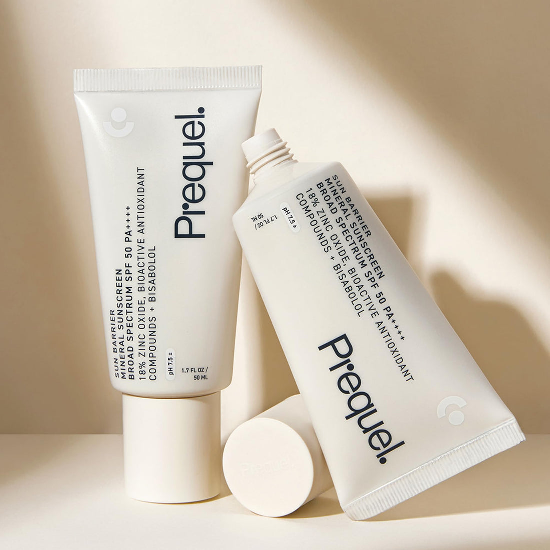 Prequel Skin Sun Barrier Mineral Sunscreen SPF 50. PA++++ Broad Spectrum Zinc Oxide Sunblock with Semi-Transparent Lightweight Texture. Moisturizing UV Defense for Face. Travel Size, 1.7oz