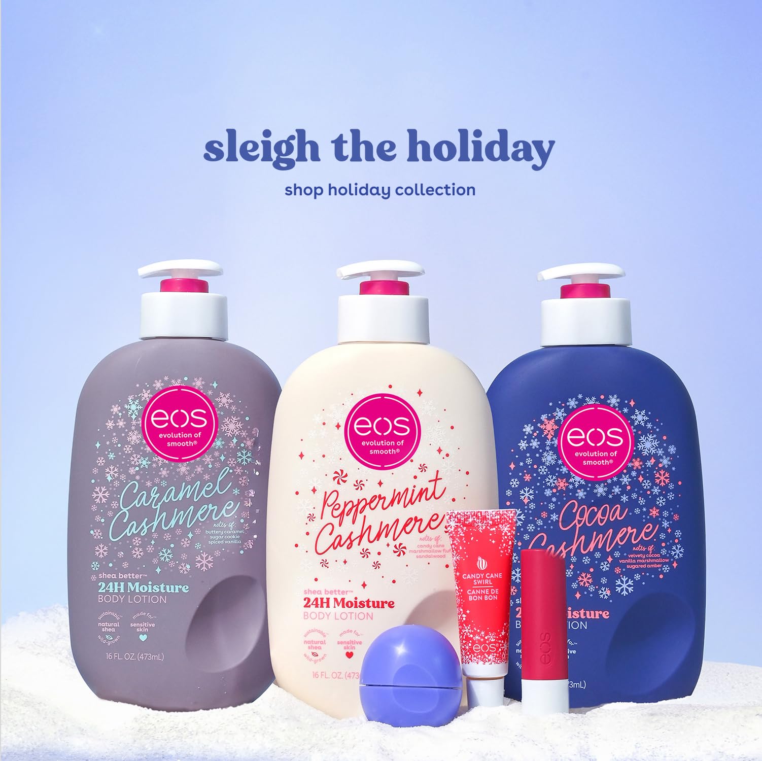 eos Holiday 24H Moisture Super Balm Gift Set, Pink Champagne & Candy Cane Swirl, Limited Edition, Stocking Stuffers, Holiday Lip Mask, 0.35 fl oz, 2-pack