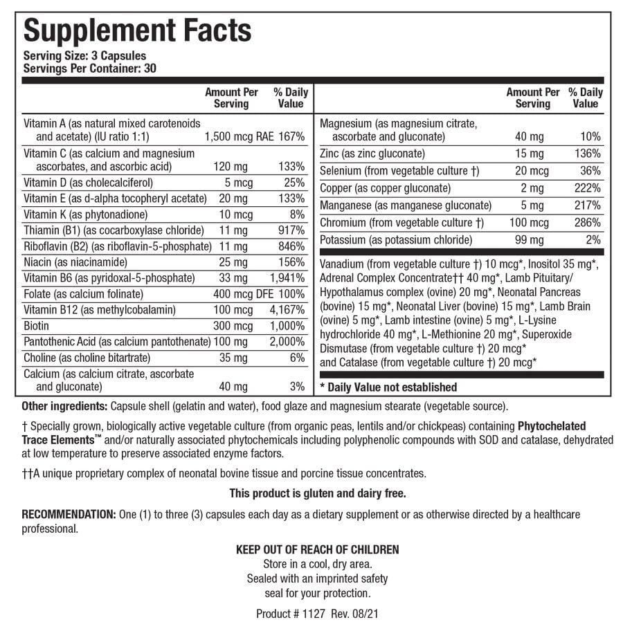 Biotics Research Bio Glycozyme Forte Multivitamin for Glycolytic Support, Vanadium, Zinc, Chromium, Manganese, Inositol, Catalase, Healthy Metabolism and Homocysteine 90 Capsules