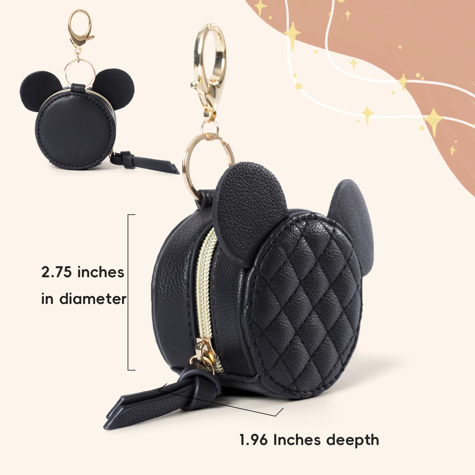 miss fong Pacifier Holder Case with Clip, Pacifier Pouch Cover, Pacifier Charm Pod with Clasp Attach to The Strollers & Diaper Bags, Hold 2 Pacifier or Nipple Shield(Diamond Black)