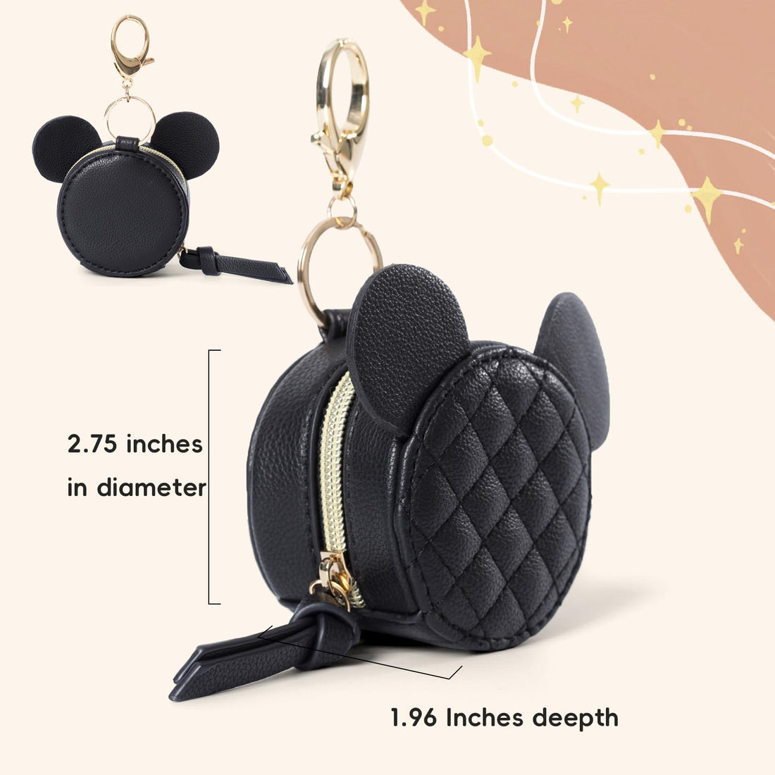 miss fong Pacifier Holder Case with Clip, Pacifier Pouch Cover, Pacifier Charm Pod with Clasp Attach to The Strollers & Diaper Bags, Hold 2 Pacifier or Nipple Shield(Diamond Black)