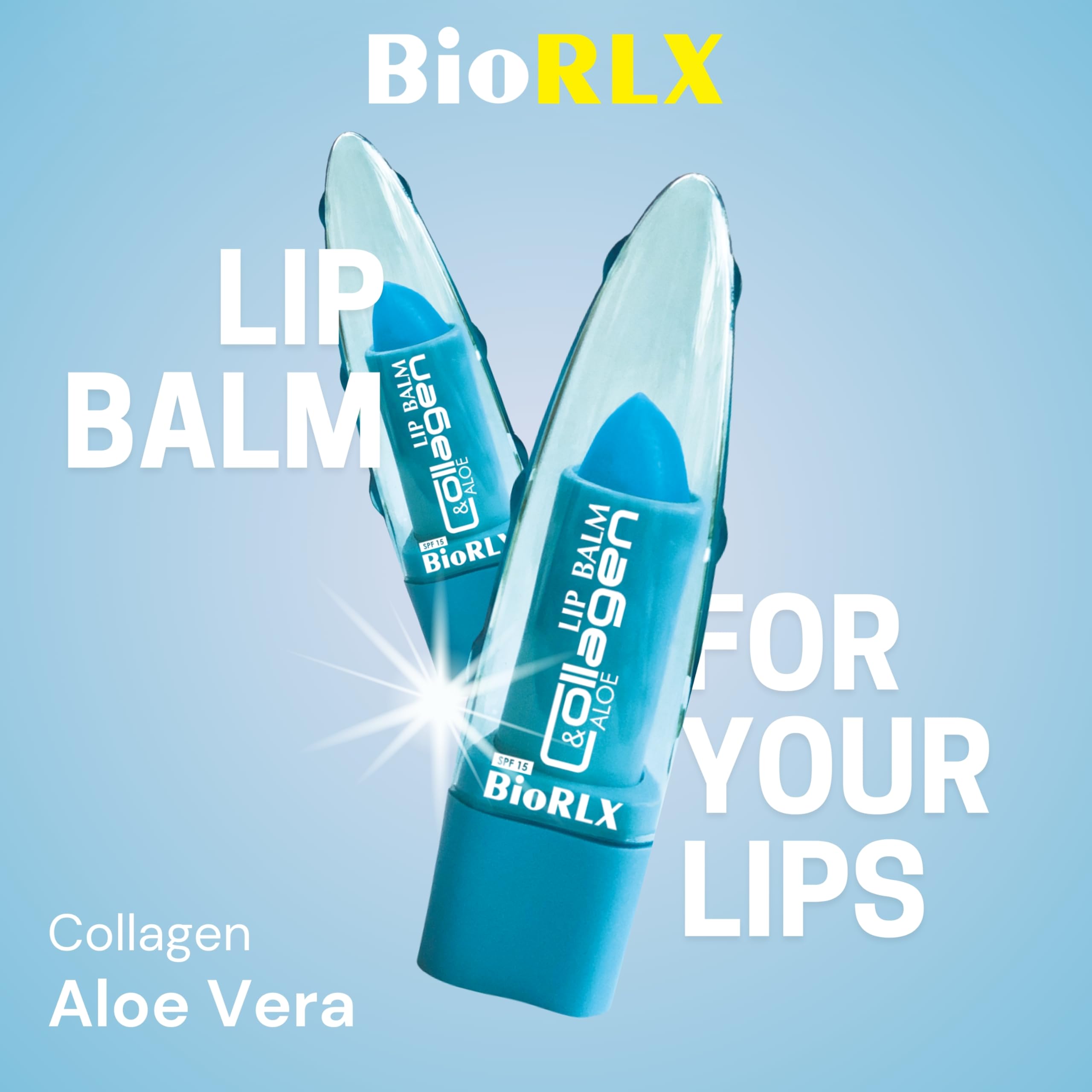 BioRLX Collagen & Aloe Vera Lip Balm - Advanced Anti-Aging Lip Care for Youthful and Hydrated Lips (Collagen, 0.12 Ounce (Pack of 1))