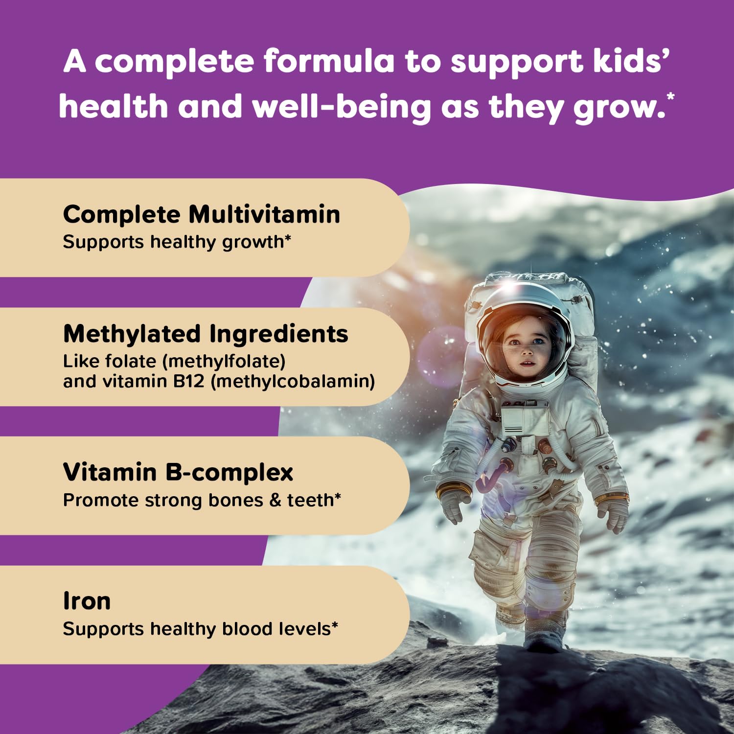 Renzo's Picky Eater Kids Multivitamin with Iron, Dissolving Kids Vitamins with Vitamin D3 & K2 and More, 60 Sugar-Free Melty Tabs, Cherry Cherry Mo’ Cherry Flavored