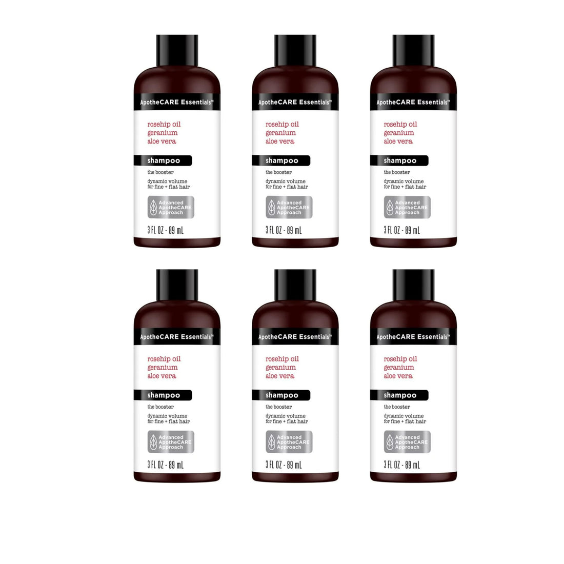 Generic ApotheCARE Shampoo Aloe Vera Rosehip Oil Geranium Travel Size 3 oz. (Pack of 6)