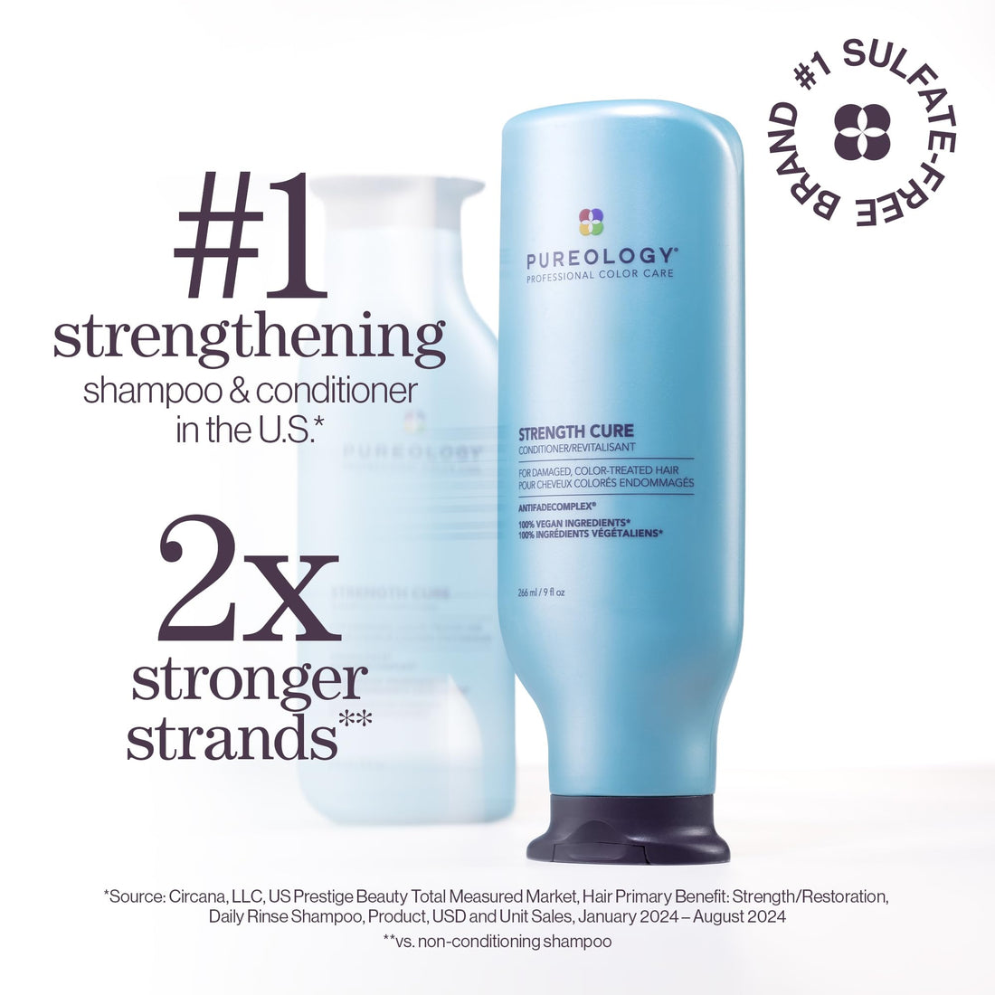 Pureology Strength Cure Strengthening Conditioner for Damaged & Color Treated Hair, 9 Fl Oz