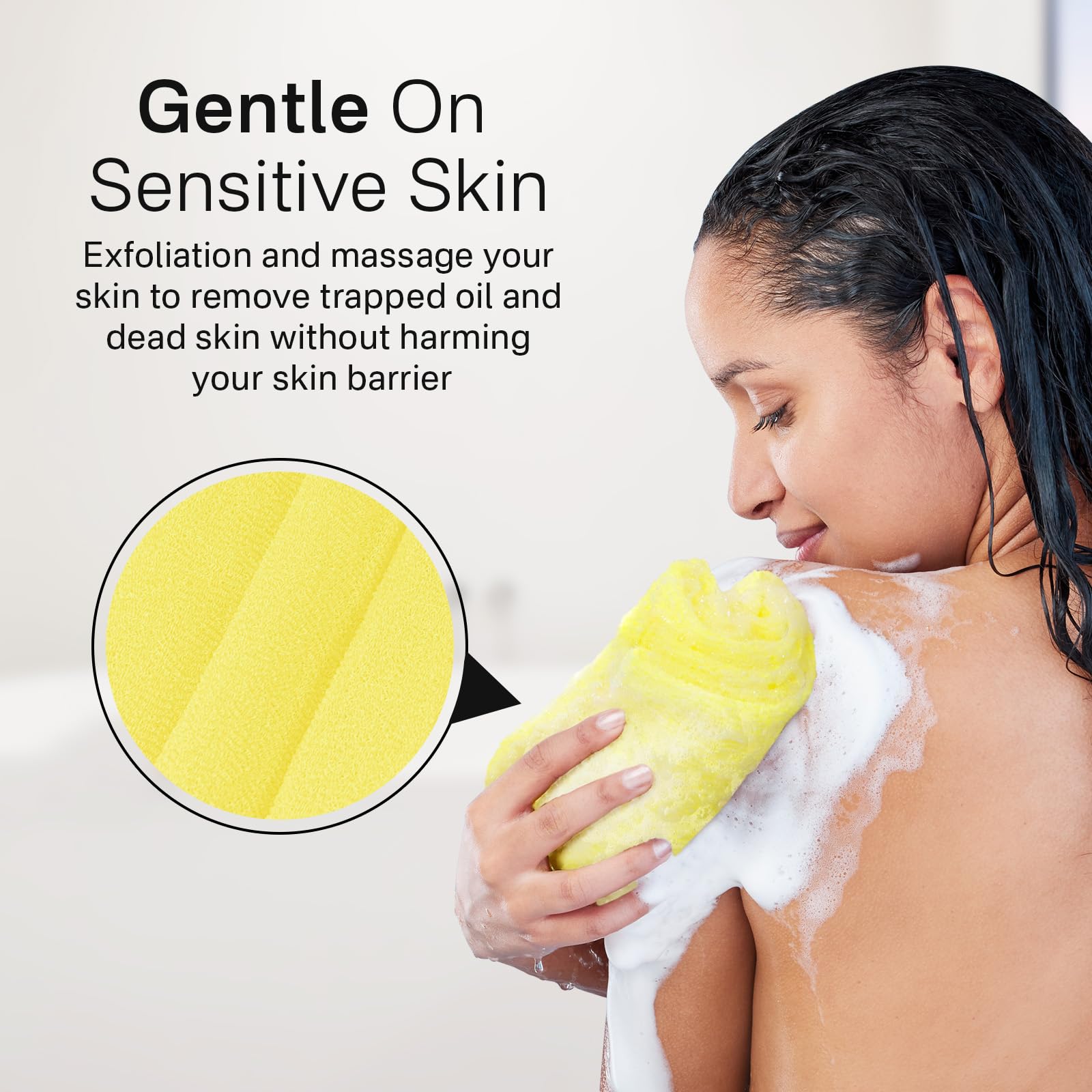 Yiclick Exfoliating Washcloth Towel [3 Pack], Japanese Exfoliating Bath Wash Cloth for Body Exfoliation, Korean Back Scrubber Washer for Shower, African Net Sponge Brush Loofah Exfoliator (Colors)