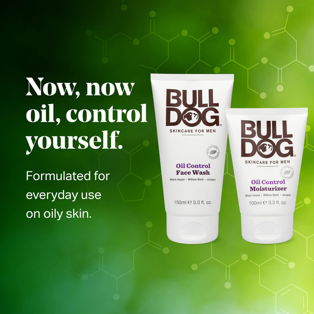 Bulldog Mens Skincare and Grooming Oil Control Starter Kit with Moisturizer and Face Wash, 2 Count