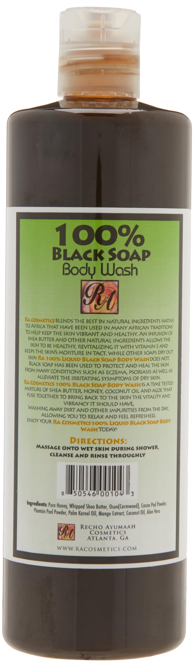 RA COSMETICS 100% Black Soap Body Wash Mango Scent 13 Fl Oz