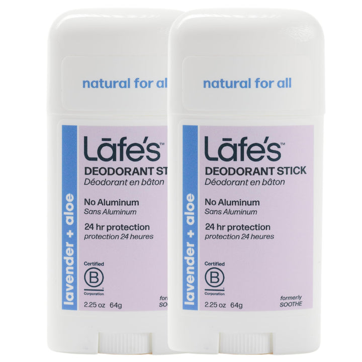 Lafe's Soothe Natural Deodorant Twist-Stick (Pack of 2) with Grapefruit Seed Extract, Witch Hazel Extract, Coriander Extract, Aloe Vera and Allantoin, 2.25 oz